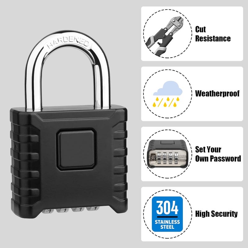 Diyife Heavy Duty Combination Padlock, Large Outdoor Padlock [One-Touch Unlocking] High Security Weatherproof, Design of Hidden Password Suitable for Locker, Home, School, Garage, Gate, Garden - Image 4